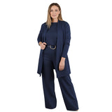 DORREN™ - CONJUNTO ELEGANTE DE 3 PEÇAS COM CARDIGAN LONGO, TOP E CALÇAS