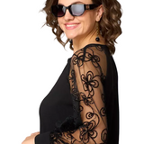 AIRA™ - VESTIDO PRETO ELEGANTE COM MANGAS DE RENDA