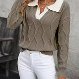 MAHALIA™ – CAMISOLA DE MALHA TRANÇADA COM GOLA