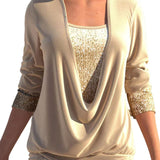 FÁTIMA™ - CAMISOLA FEMININA DE MANGA COMPRIDA COM PAETÊS