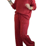 Cozy Sparkle Knit Top and Drawstring Pants Set (Buy 2 Free Shipping)
