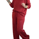 Cozy Sparkle Knit Top and Drawstring Pants Set (Buy 2 Free Shipping)