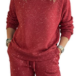 Cozy Sparkle Knit Top and Drawstring Pants Set (Buy 2 Free Shipping)