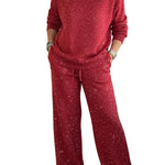 Cozy Sparkle Knit Top and Drawstring Pants Set (Buy 2 Free Shipping)