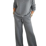 Cozy Sparkle Knit Top and Drawstring Pants Set (Buy 2 Free Shipping)