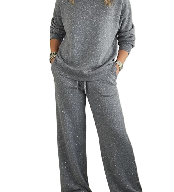 Cozy Sparkle Knit Top and Drawstring Pants Set (Buy 2 Free Shipping)