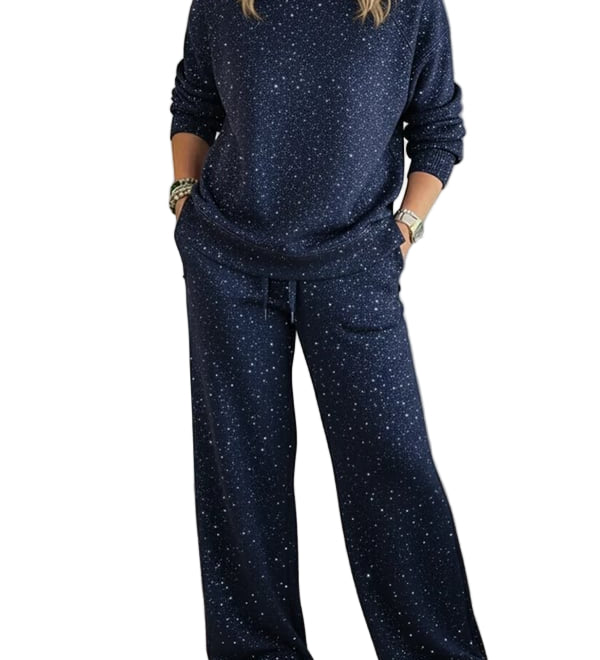 Cozy Sparkle Knit Top and Drawstring Pants Set (Buy 2 Free Shipping)