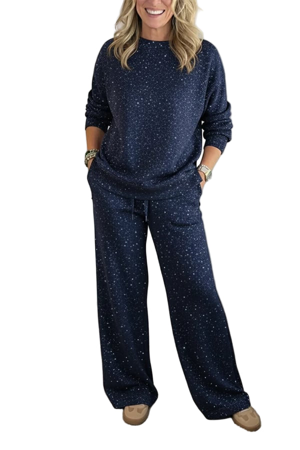 Cozy Sparkle Knit Top and Drawstring Pants Set (Buy 2 Free Shipping)