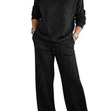 Cozy Sparkle Knit Top and Drawstring Pants Set (Buy 2 Free Shipping)