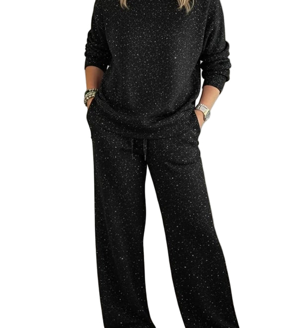 Cozy Sparkle Knit Top and Drawstring Pants Set (Buy 2 Free Shipping)
