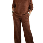 Cozy Sparkle Knit Top and Drawstring Pants Set (Buy 2 Free Shipping)