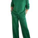 Cozy Sparkle Knit Top and Drawstring Pants Set (Buy 2 Free Shipping)