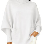 Women's fashionable casual solid-color high-neck sweater