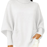 Women's fashionable casual solid-color high-neck sweater