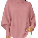 Women's fashionable casual solid-color high-neck sweater