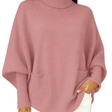 Women's fashionable casual solid-color high-neck sweater