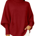 Women's fashionable casual solid-color high-neck sweater