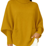 Women's fashionable casual solid-color high-neck sweater