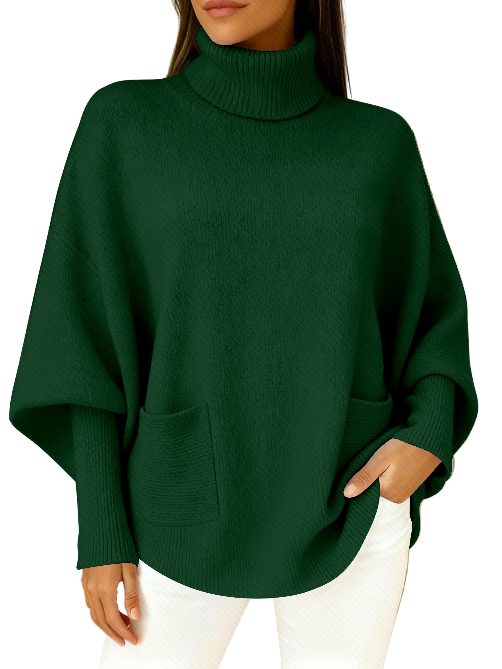 Women's fashionable casual solid-color high-neck sweater