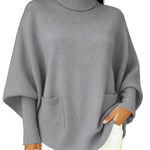 Women's fashionable casual solid-color high-neck sweater