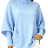 Women's fashionable casual solid-color high-neck sweater