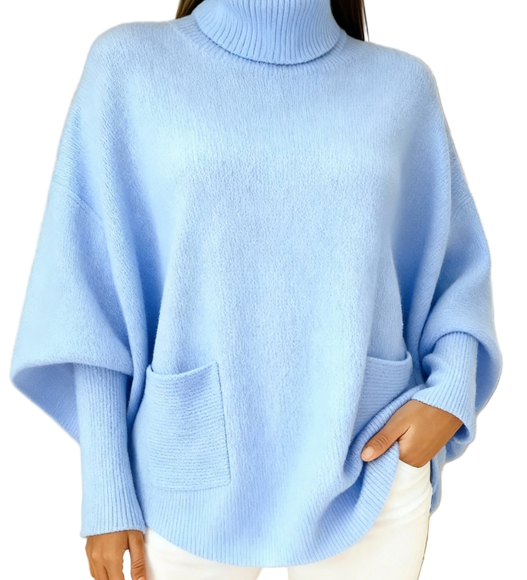 Women's fashionable casual solid-color high-neck sweater