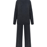 PAULA™ - CONJUNTO DE MALHA COM GOLA ALTA E CALÇAS LISAS