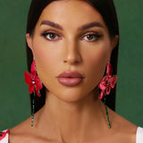 LILI™ – BRINCOS ORQUÍDEA VERMELHOS COM EXPRESSÃO ARTÍSTICA