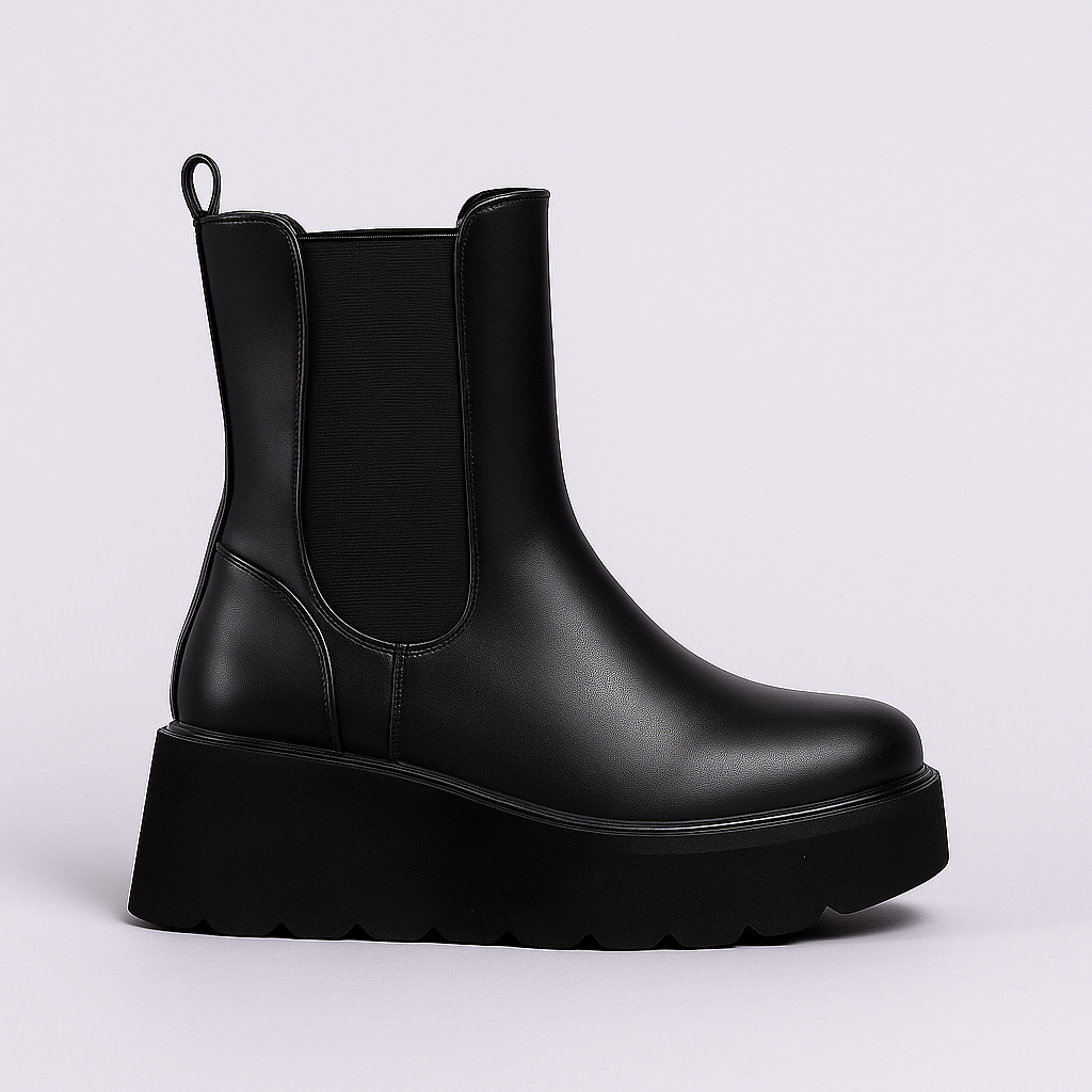 BOMBAY™ – BOTINS PRETOS COM ELÁSTICO E SOLA PLATAFORMA