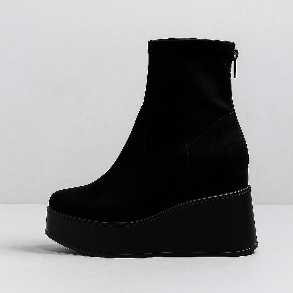 MIA™ – BOTINS EM CAMURÇA COM SALTO ANABELA