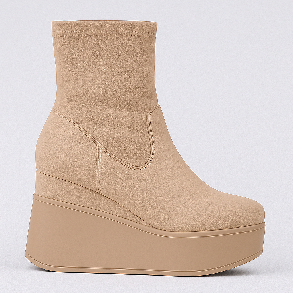 MIA™ – BOTINS EM CAMURÇA COM SALTO ANABELA