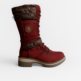 IARA™ – BOTAS ALTAS FEMININAS COM DETALHE EM MALHA E FIVELA