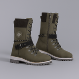 IARA™ – BOTAS ALTAS FEMININAS COM DETALHE EM MALHA E FIVELA