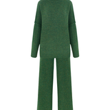 PAULA™ - CONJUNTO DE MALHA COM GOLA ALTA E CALÇAS LISAS