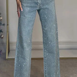 CARLA™ – JEANS ELÁSTICOS COM APLICAÇÃO DE BRILHANTES