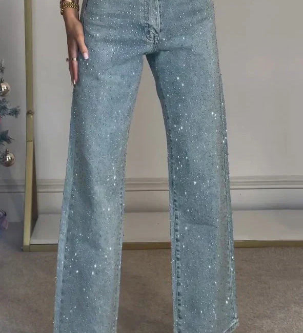 CARLA™ – JEANS ELÁSTICOS COM APLICAÇÃO DE BRILHANTES