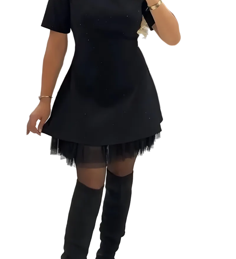 NANI™ - VESTIDO MINI MODERNO COM BRILHO