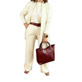 DORREN™ - CONJUNTO ELEGANTE DE 3 PEÇAS COM CARDIGAN LONGO, TOP E CALÇAS