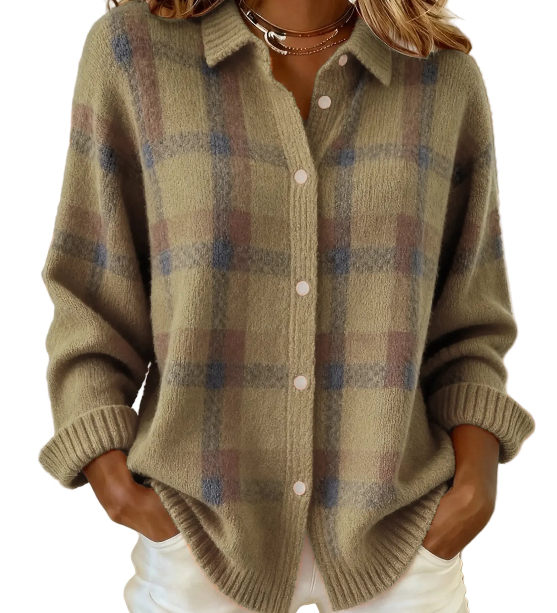 TEREZA™ - CAMISOLA XADREZ RETRO DE CONTRASTE