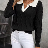 MAHALIA™ – CAMISOLA DE MALHA TRANÇADA COM GOLA