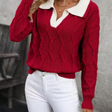 MAHALIA™ – CAMISOLA DE MALHA TRANÇADA COM GOLA