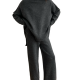 PAULA™ - CONJUNTO DE MALHA COM GOLA ALTA E CALÇAS LISAS