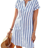 MARTINE™ – CAMISA-VESTIDO ELEGANTE COM RISCAS