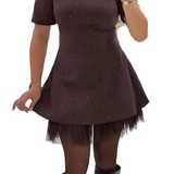 NANI™ - VESTIDO MINI MODERNO COM BRILHO