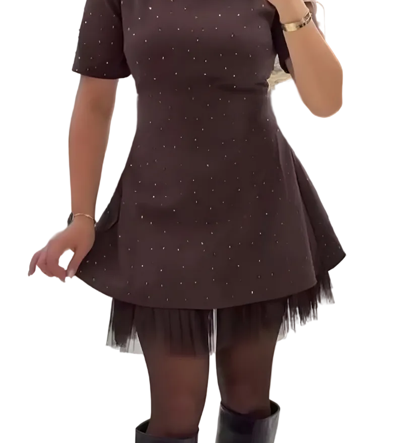 NANI™ - VESTIDO MINI MODERNO COM BRILHO