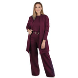 DORREN™ - CONJUNTO ELEGANTE DE 3 PEÇAS COM CARDIGAN LONGO, TOP E CALÇAS