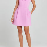 CINDY™ – VESTIDO MINI FEMININO COM APLICAÇÕES FLORAIS