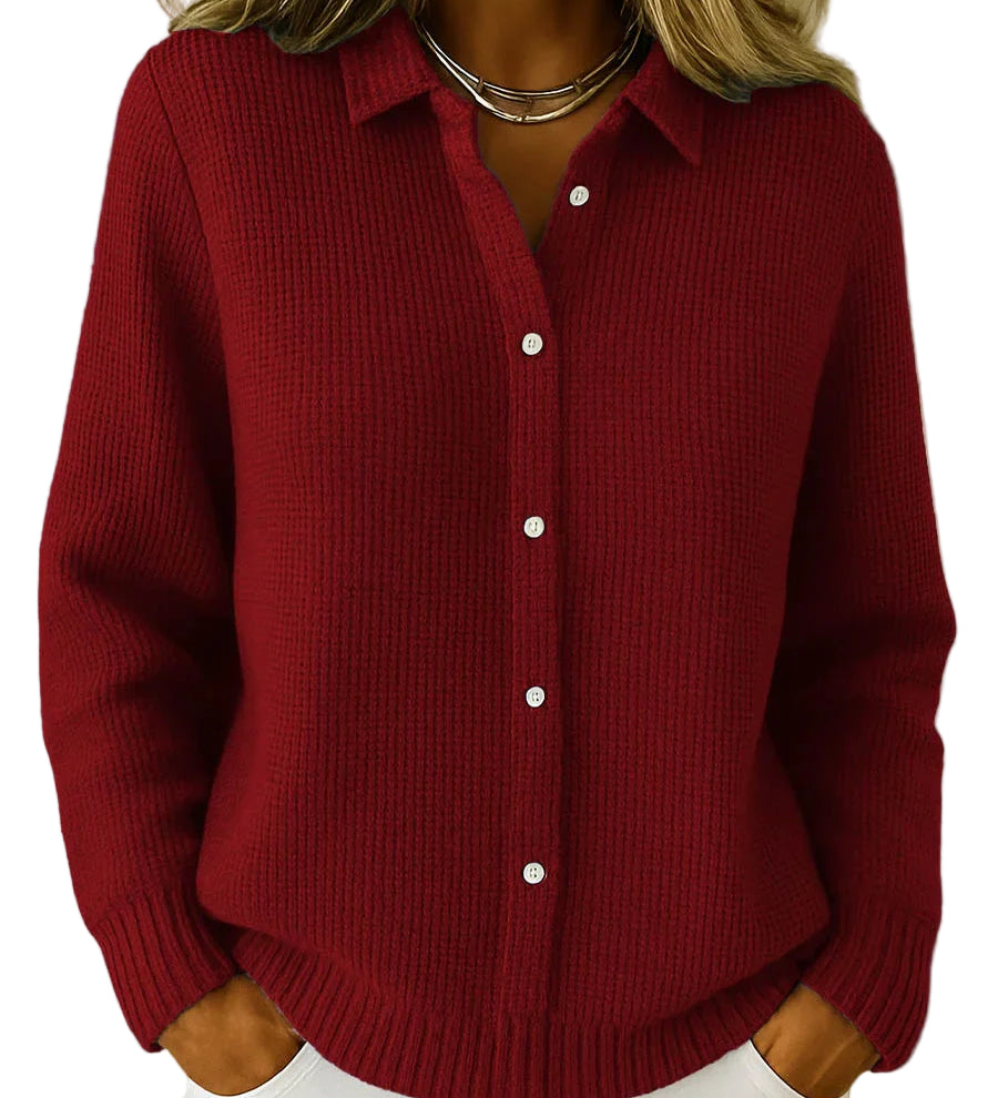 CATARINA™ - CARDIGAN DE MALHA TEXTURIZADA COM BOTÕES