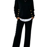 ELLA™ - CONJUNTO CONFORTÁVEL COM CAMISOLA DE MANGA COMPRIDA E CALÇAS