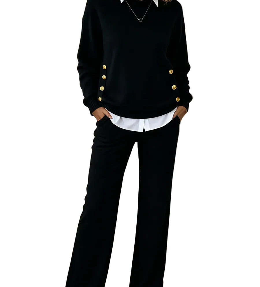 ELLA™ - CONJUNTO CONFORTÁVEL COM CAMISOLA DE MANGA COMPRIDA E CALÇAS